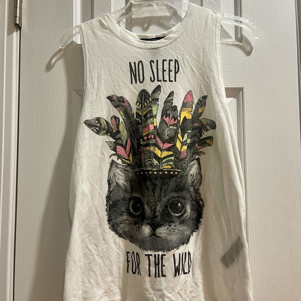 🐱 CUTE Sleeveless Tshirt NO SLEEP FOR the WILD sleep shirt Forever 21 🐱 NWOT